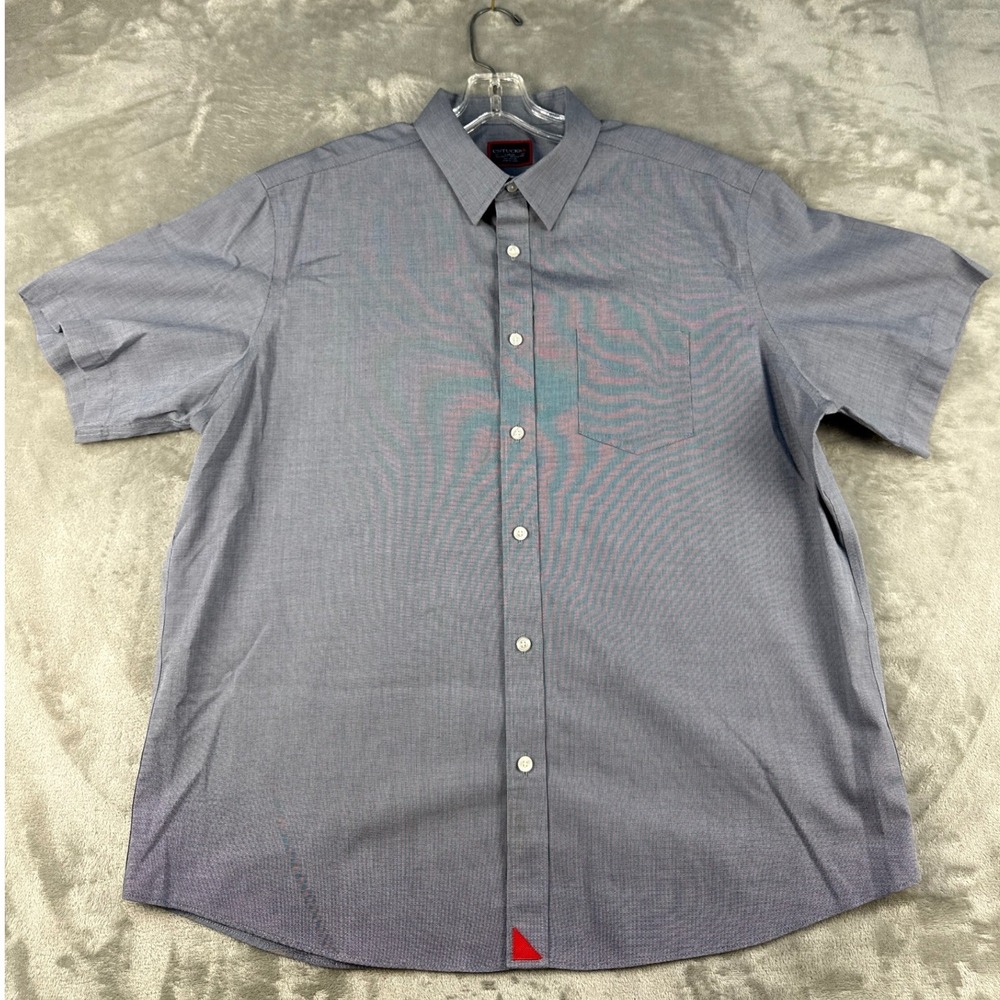 UNTUCKit Shirt Mens Large Petrus Wrinkle Free Blu Short Sleeve Button Down EUC